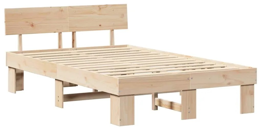 vidaXL Σκελετός Κρεβατιού Καφέ 140 x 190 cm Μασίφ ξύλο πεύκου