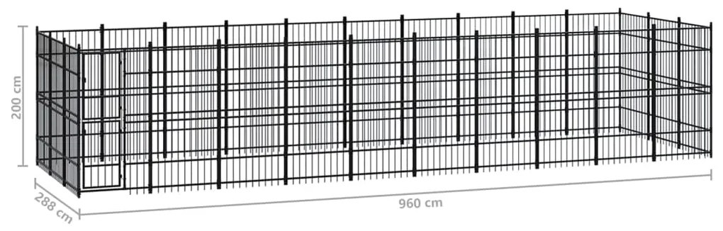 Κλουβί Σκύλου Εξωτερικού Χώρου 27,65 μ² από Ατσάλι - Μαύρο