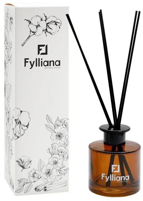 Αρωματικό Χώρου Γυάλινο Μπουκαλάκι με Sticks FL8094 Fylliana "Σανδαλόξυλο & Γιασεμί" Καφέ χρώμα με Συσκευασία Δώρου 200ml