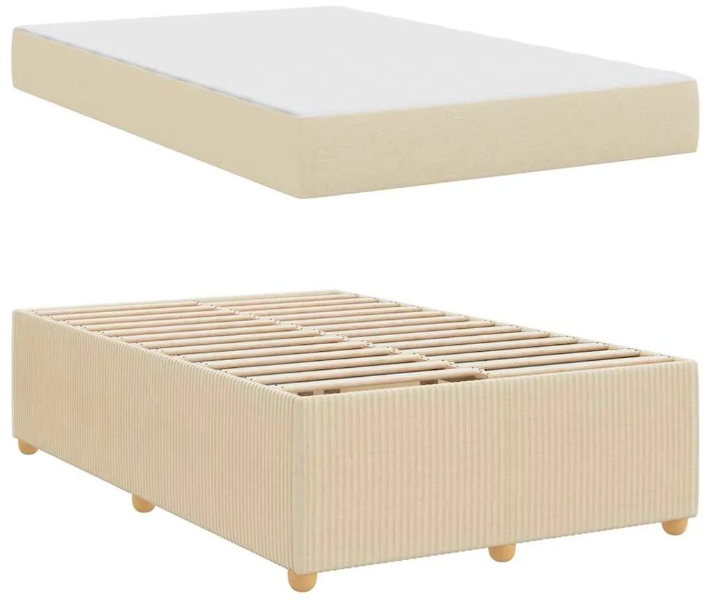 vidaXL Σκελετός Κρεβατιού με στρώμα Κρεμ 120 x 200 cm ύφασμα