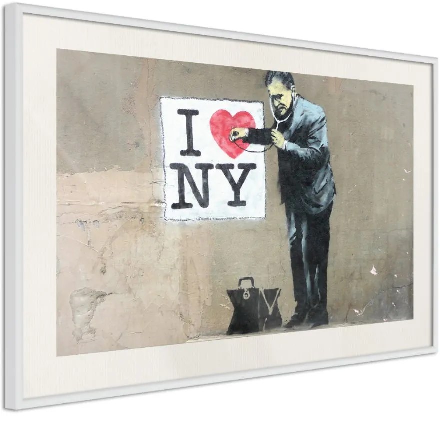 Αφίσα - Banksy: I Heart NY - 30x20 - Χρυσό - Με πασπαρτού