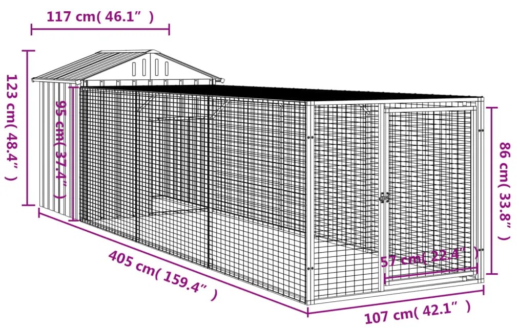 ΚΛΟΥΒΙ ΓΙΑ ΚΟΤΕΣ ΜΕ ΑΥΛΗ ΑΝΘΡΑΚΙ 117X405X123 ΕΚ ΓΑΛΒΑΝ. ΧΑΛΥΒΑΣ 3189069