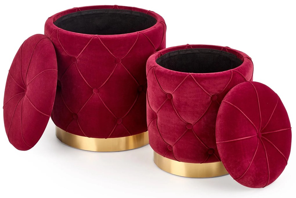 POLLY set of two stools, color: dark red DIOMMI V-CH-POLLY-PUFA-BORDOWY