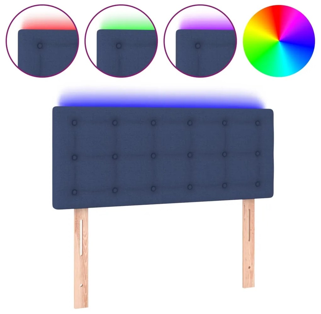 vidaXL Κεφαλάρι Κρεβατιού LED Μπλε 100x5x78/88 εκ. Υφασμάτινο
