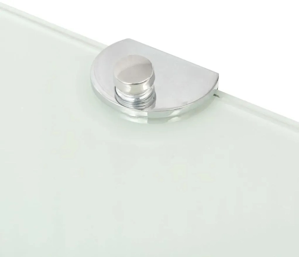 vidaXL Ράφια Γωνία 2 τεμ Λευκά 25x25 εκ Γυάλινα + Στηρίγματα Χρωμίου