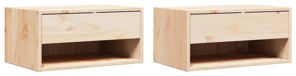 vidaXL Κομοδίνο 2 pcs Καφέ 50 x 32.5 x 24 εκ Μασίφ ξύλο πεύκου