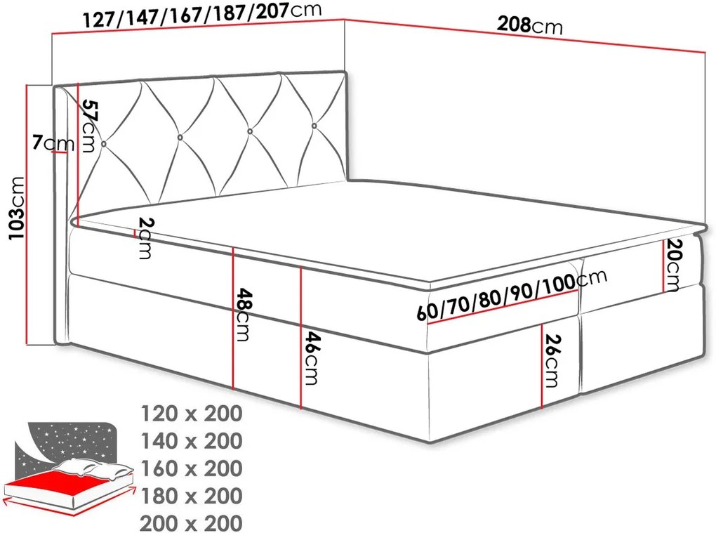 Επενδυμένο κρεβάτι Crystal-Gkri Skouro-160 x 200 εκ.