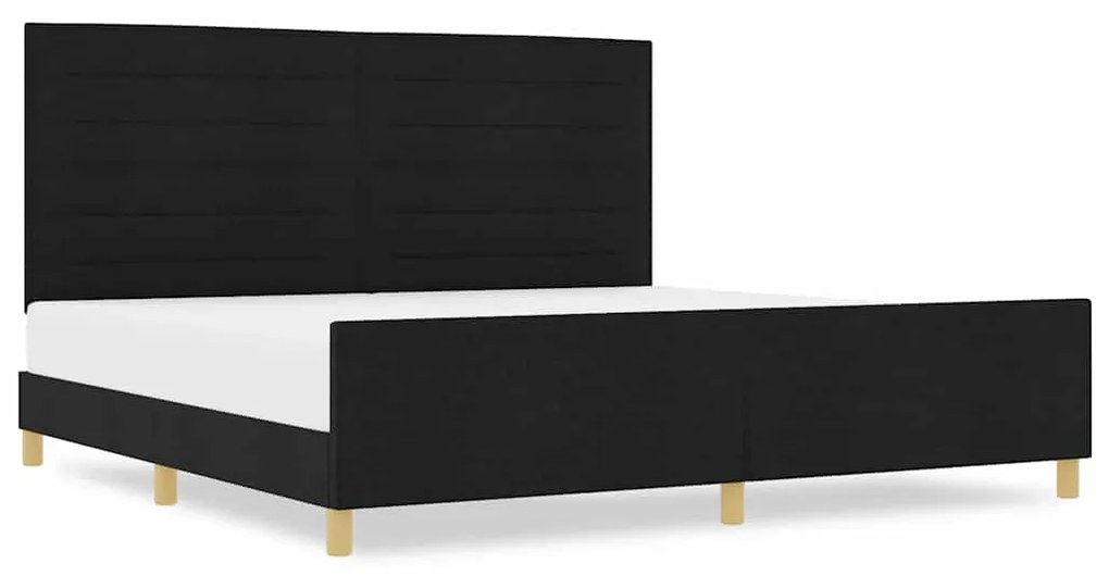 vidaXL Σκελετός Κρεβατιού με κεφαλάρι Μαύρο 200 x 200 cm ύφασμα