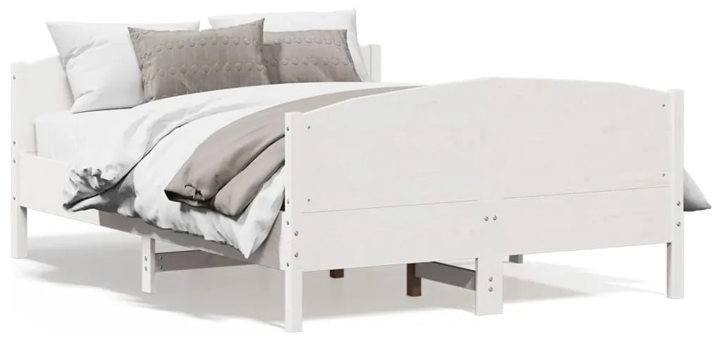 vidaXL Πλαίσιο Κρεβατιού Κεφαλάρι Λευκό 150x200εκ Μασίφ Πεύκο