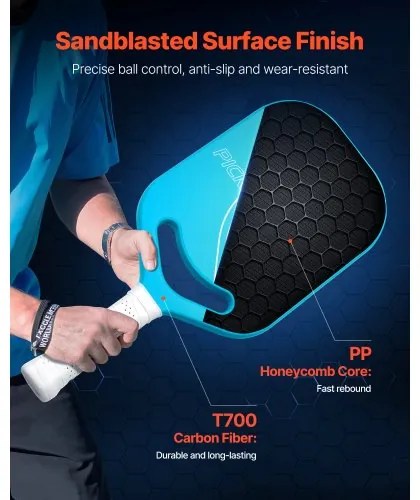 VEVOR Pro Carbon Fiber Pickleball Paddle with Aero Throat Honeycomb Core Racket