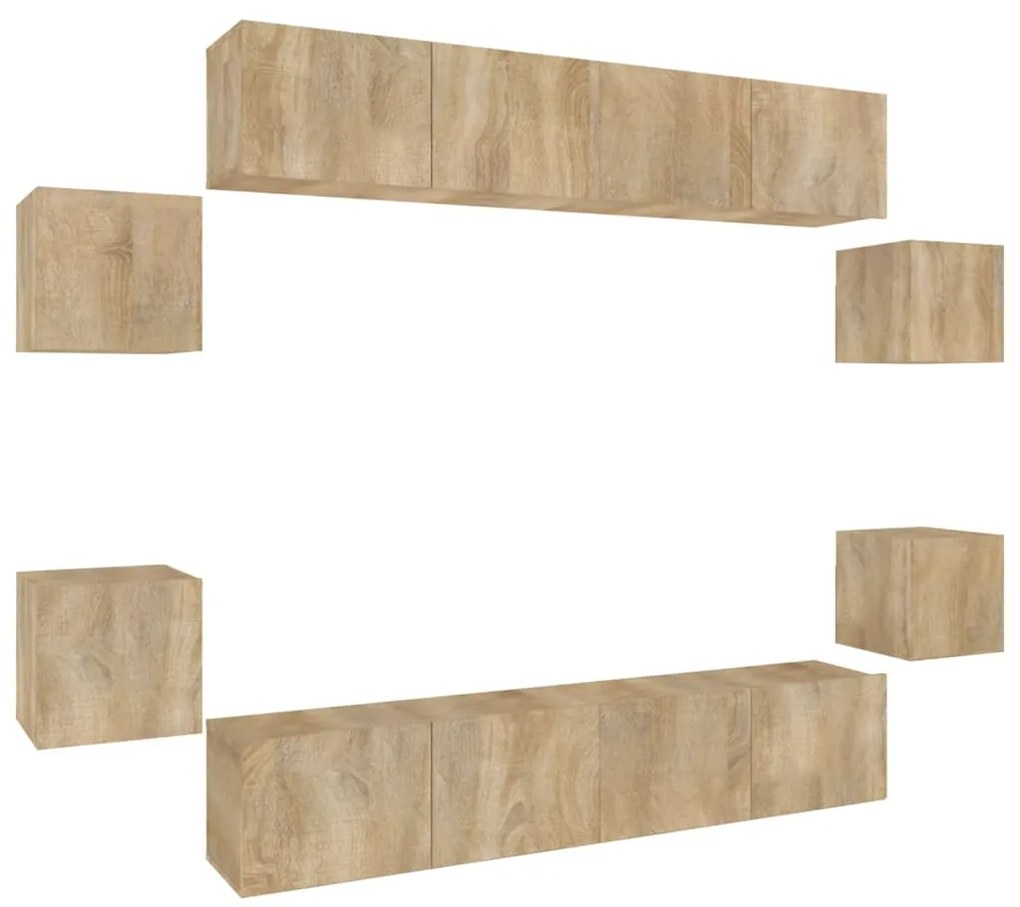 vidaXL Σετ Επίπλων Τηλεόρασης 8 Τεμαχίων Sonoma Δρυς Επεξ. Ξύλο