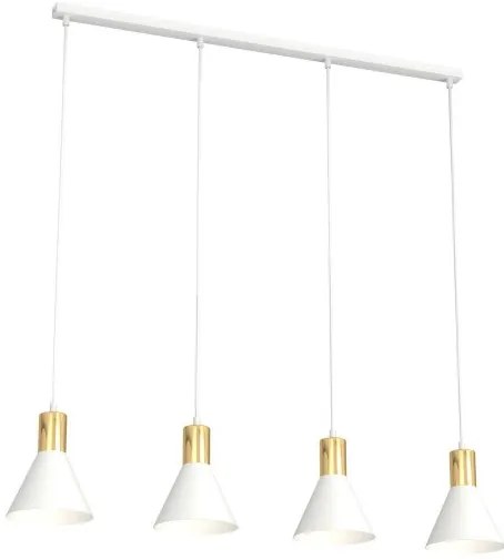 Κρεμαστό Φωτιστικό Οροφής 4xE27 90cm Rosa Emibig -1389/4-Λευκό-Χρυσό 1389/4