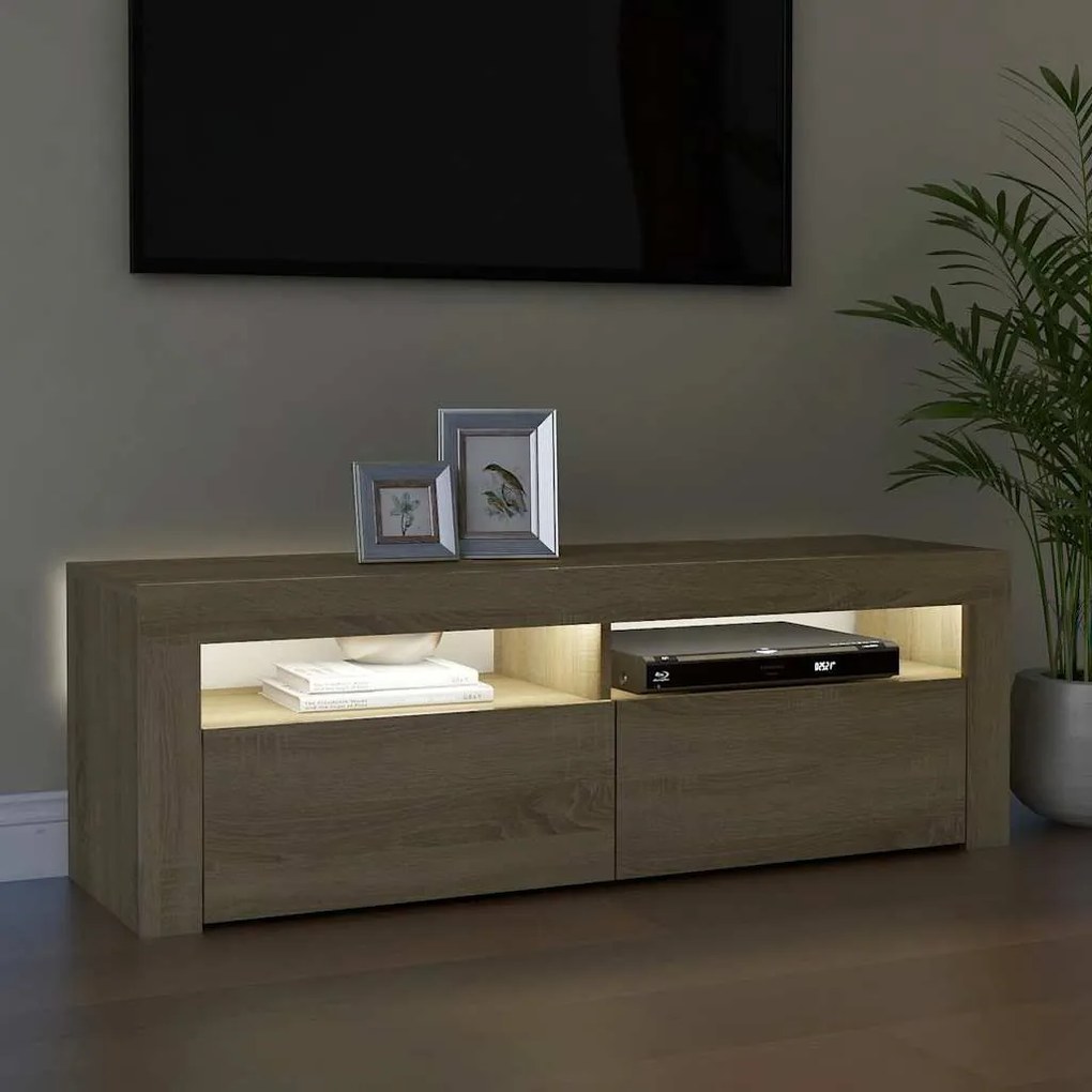 vidaXL Έπιπλο Τηλεόρασης με LED Sonoma Δρυς 120x35x40 εκ.