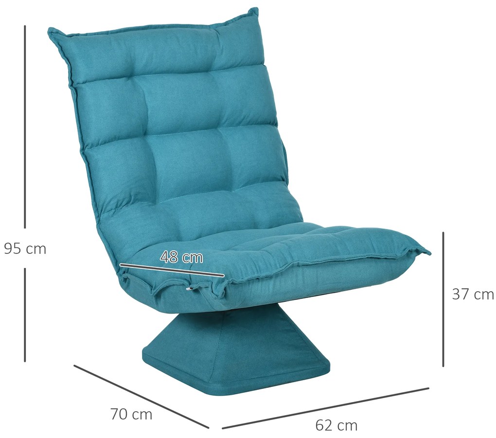 HOMCOM Πολυθρόνα Relax Πολυθρόνα Ανάγνωσης, Περιστρεφόμενη, Βελούδινη Όψη, 62 cm x 70 cm x 95 cm, Μπλε