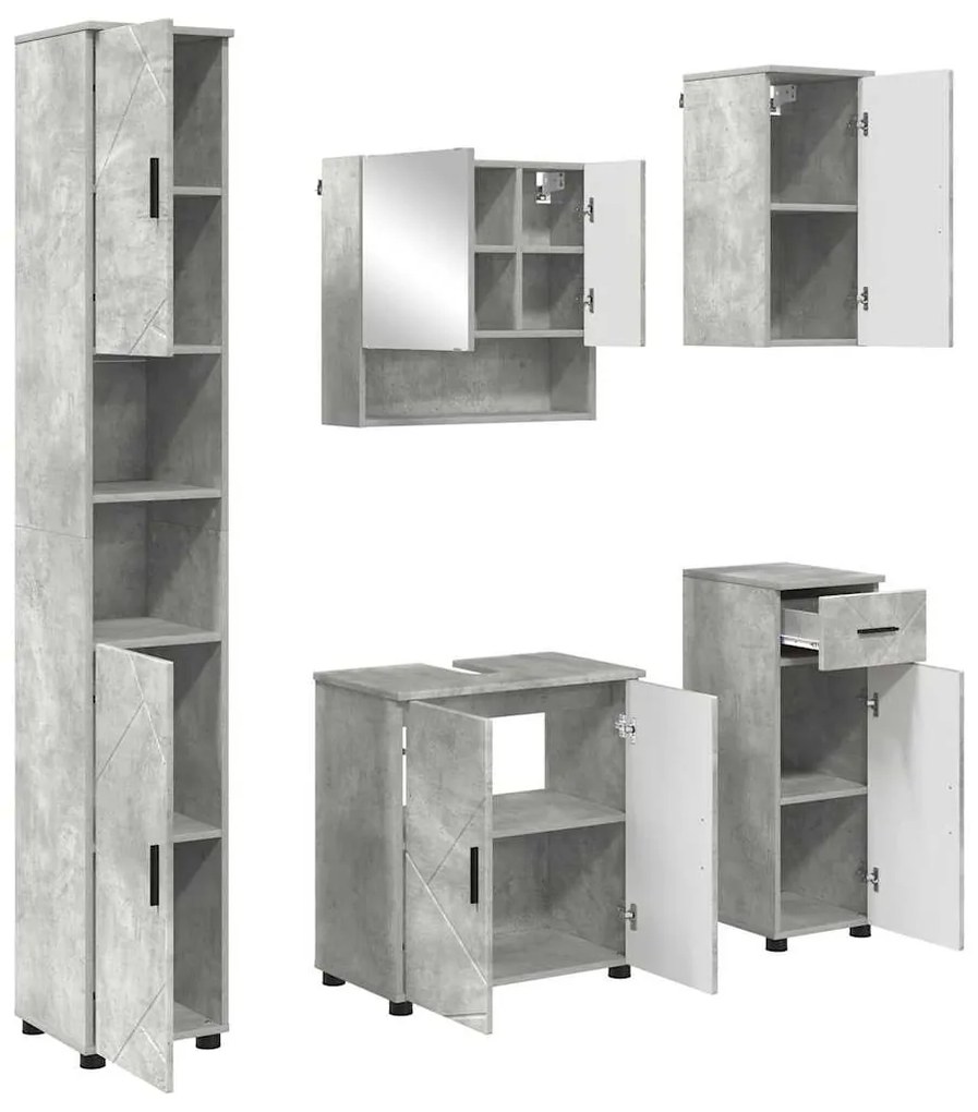 vidaXL Σετ Επίπλων Μπάνιου 5 pcs Γκρι σκυροδέματος 61 x 35 x 64 εκ.