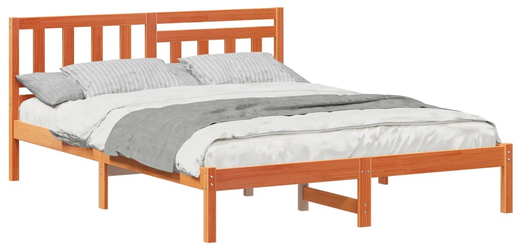 vidaXL Σκελετός Κρεβατιού Καφέ κεριού 160 x 200 cm Μασίφ ξύλο πεύκου