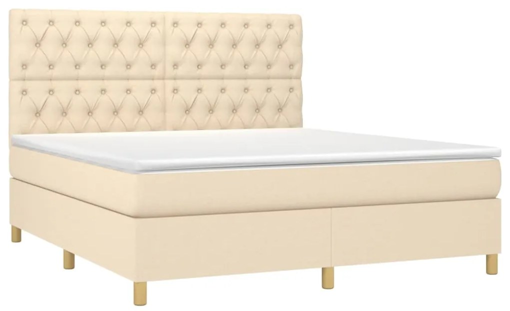 vidaXL Κρεβάτι Boxspring με Στρώμα Κρεμ 160x200 εκ. Υφασμάτινο