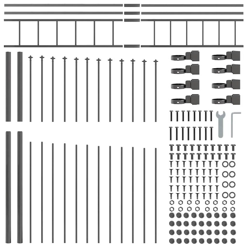 vidaXL Φράχτης Κήπου με Κοπτή, Γκρι, 11.9x2 μ, Χάλυβας