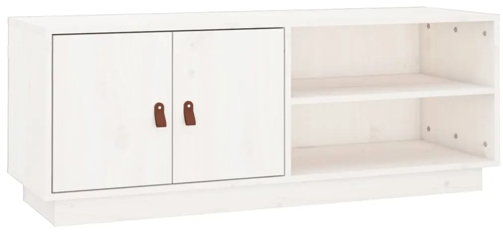 vidaXL Έπιπλο Τηλεόρασης Λευκό 105x34x40 εκ. από Μασίφ Ξύλο Πεύκου