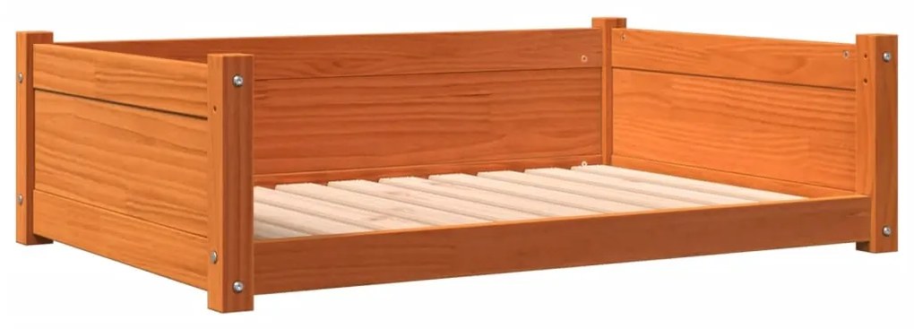 vidaXL Κρεβάτι Σκύλου Καφέ Κεριού 95,5x65,5x28 εκ. Μασίφ Ξύλο Πεύκου