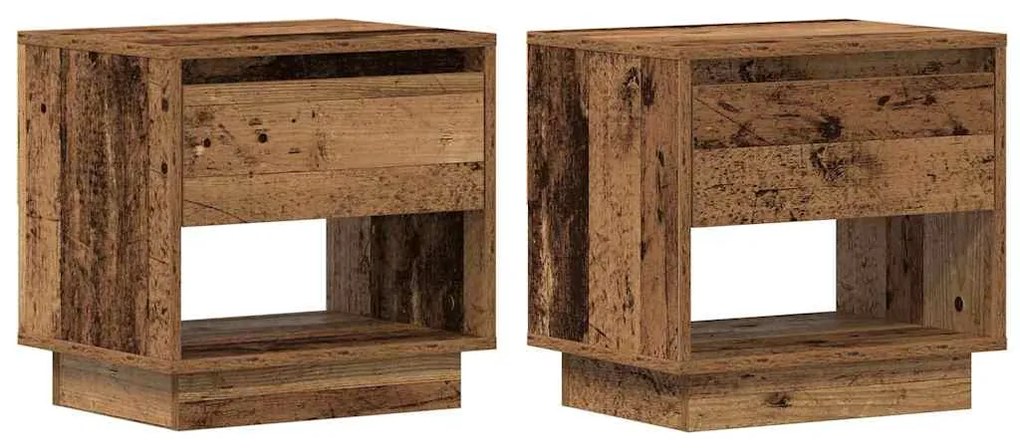 vidaXL Κομοδίνο 2 pcs Παλαιό ξύλο 45 x 34 x 44 εκ Επεξεργασμένο ξύλο