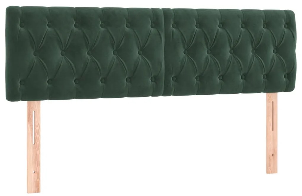 vidaXL Κεφαλάρι Κρεβατιού LED Σκούρο Πράσινο 160x7x78/88 εκ. Βελούδινο