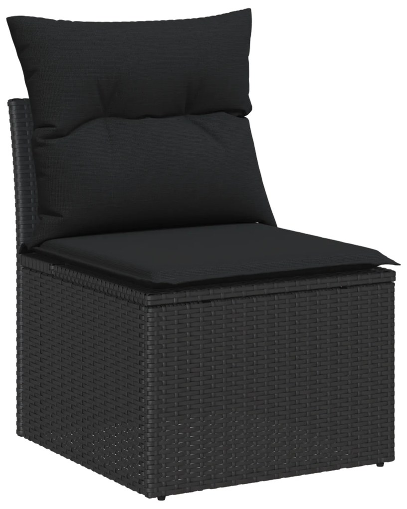 vidaXL set καναπέ κήπου 7 κομματιών με μαξιλάρια μαύρο πολυκαρβόνιο