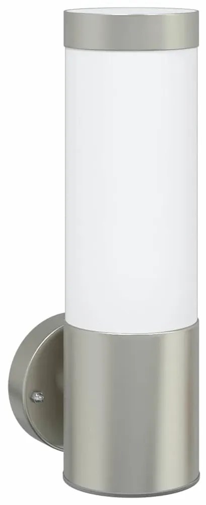 vidaXL Εξωτερικά Φωτιστικά Τοίχου 2 pcs Ασημί 12 x 7.5 x 27 εκ
