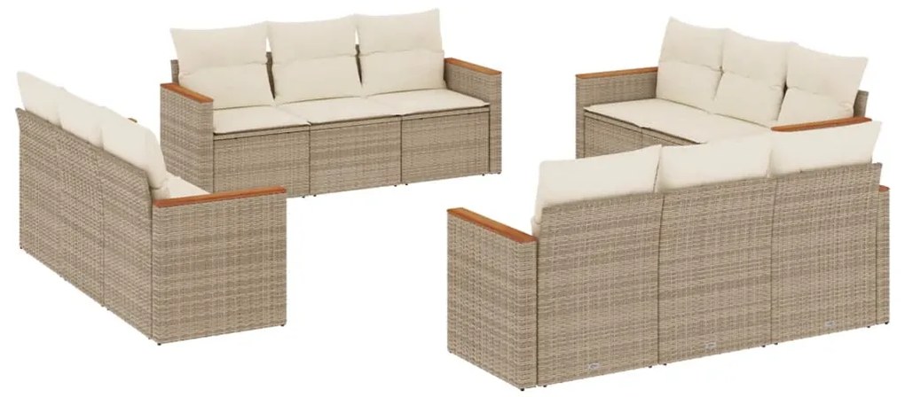 vidaXL Σαλόνι Κήπου Σετ 12 τεμ. Μπεζ Συνθετικό Ρατάν με Μαξιλάρια