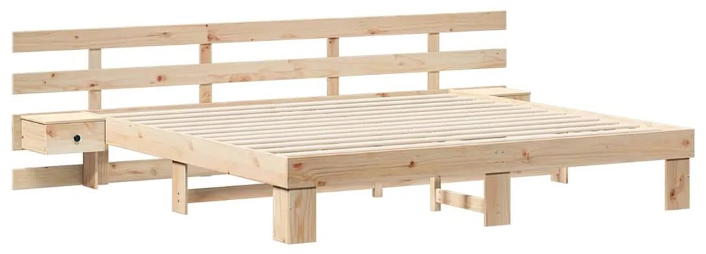 vidaXL Σκελετός Κρεβατιού Καφέ 200 x 200 cm Μασίφ ξύλο πεύκου