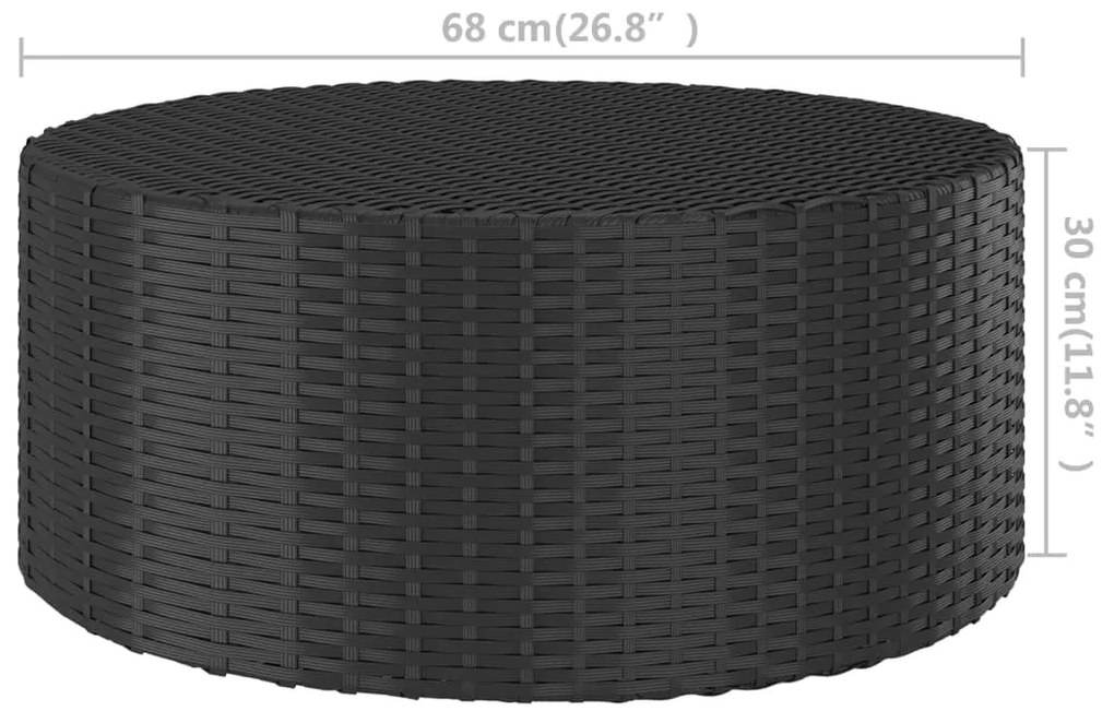 Τραπέζι Κήπου Μαύρο 68 x 68 x 30 εκ. από Συνθετικό Ρατάν - Μαύρο