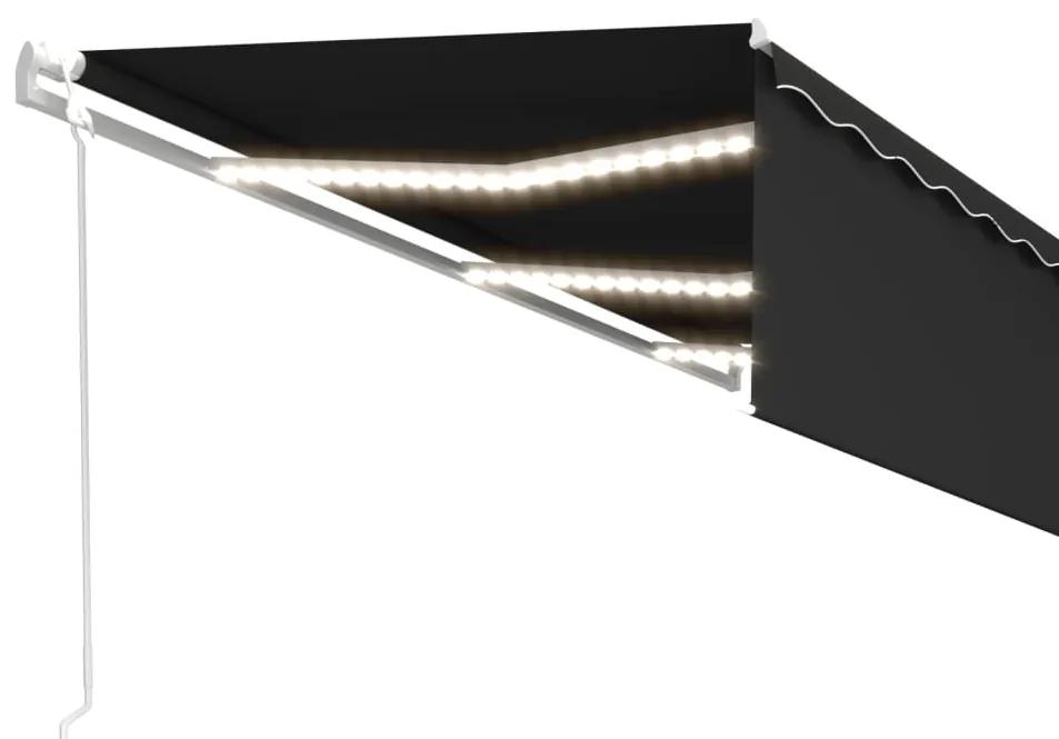 vidaXL Τέντα Αυτόματη με Σκίαστρο/LED/Αισθ. Ανέμου Ανθρακί 6 x 3 μ.