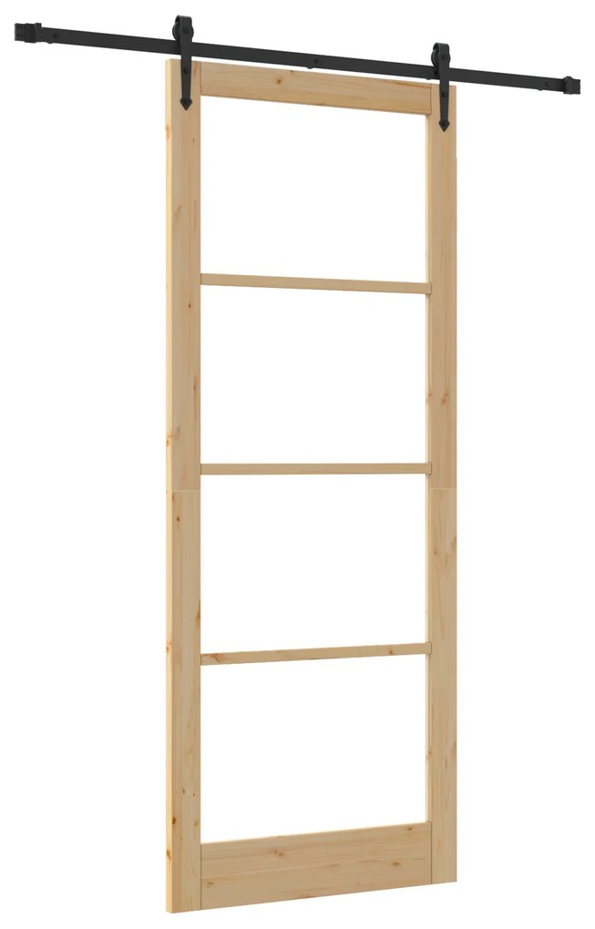 vidaXL Συρόμενη Πόρτα με Σετ Εξαρτημάτων 93x232 cm Μασίφ Ξύλο Πεύκου