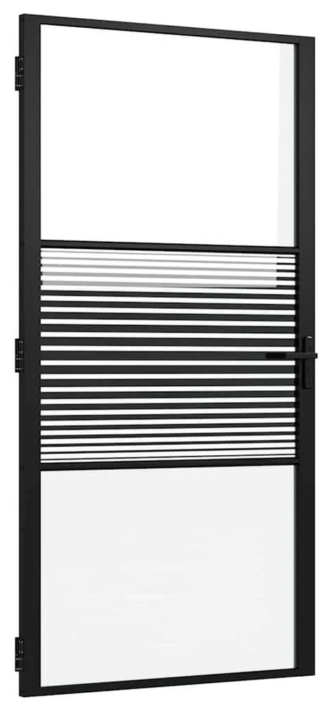 vidaXL Γυάλινη πόρτα Ριγέ Μαύρο 76 x 3.5 x 201.5 εκ Αλουμίνιο