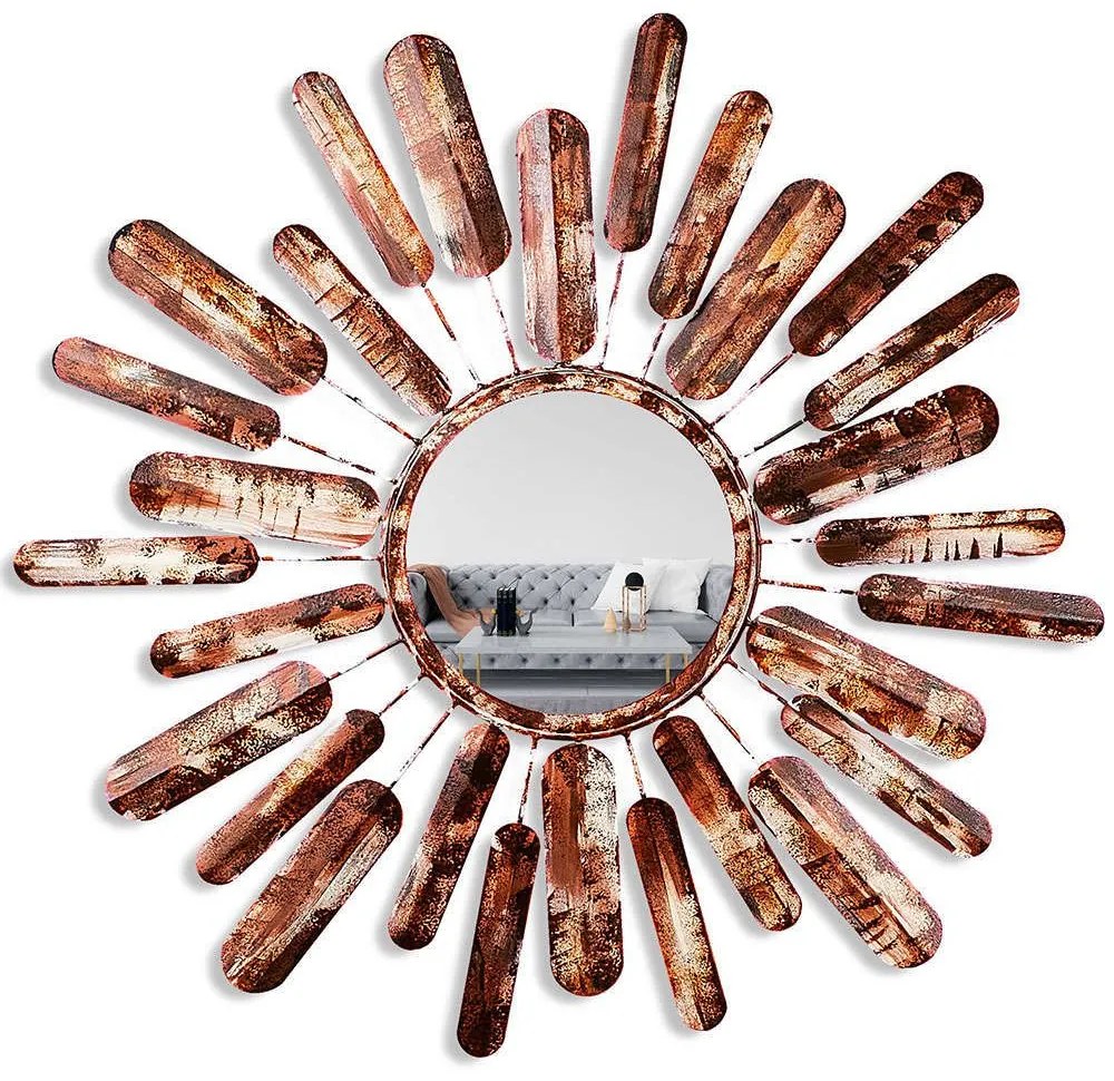 Καθρέπτης Τοίχου Sun 930DYU1514 75x4x75cm Rust Wallity Metal