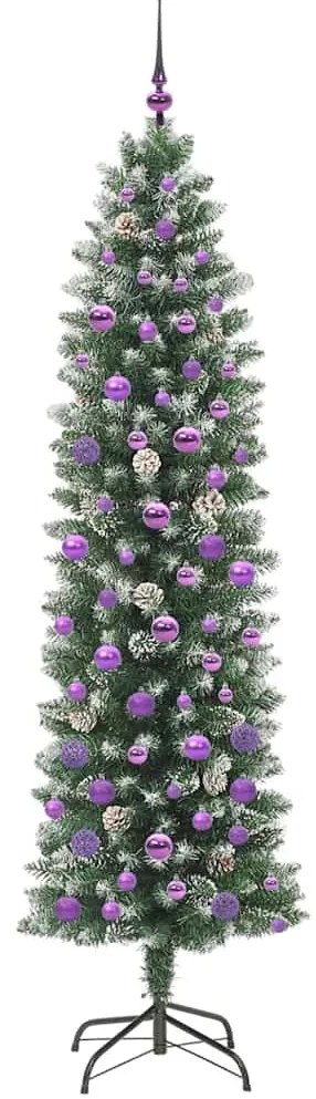 vidaXL Τεχνητό Λεπτό Χριστουγεννιάτικο Δέντρο Πράσινο και Λευκό 210 cm