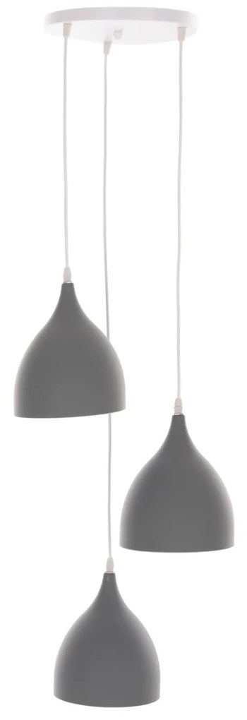 CEILING PENDANT LAMP  3-LIGHT GREY METAL Φ33x33-115Hcm. 33x33x115 εκ.