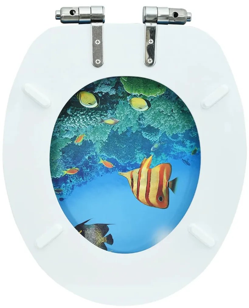 vidaXL Κάλυμμα Λεκάνης με Καπάκι Soft Close Σχέδιο Βαθιά Θάλασσα MDF