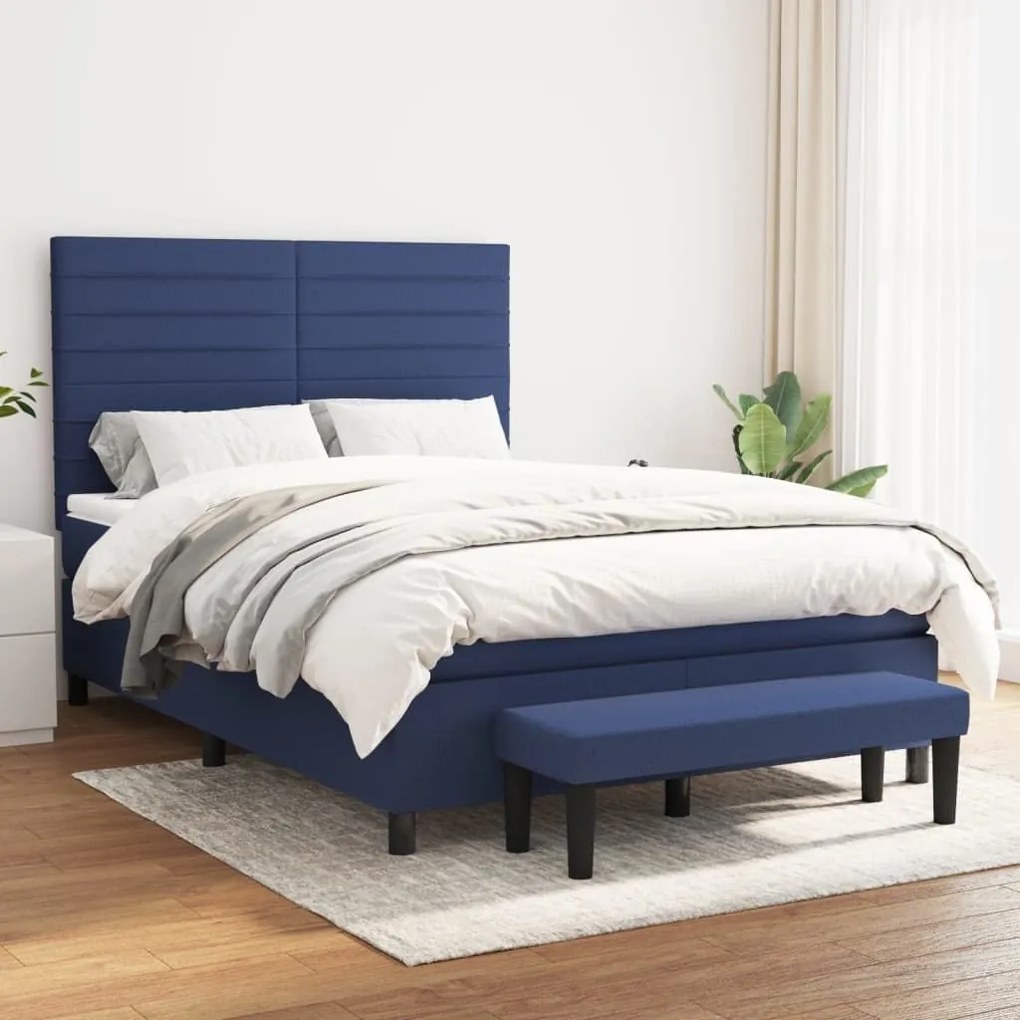 ΚΡΕΒΑΤΙ BOXSPRING ΜΕ ΣΤΡΩΜΑ ΜΠΛΕ 140X190 ΕΚ. ΥΦΑΣΜΑΤΙΝΟ 3136675