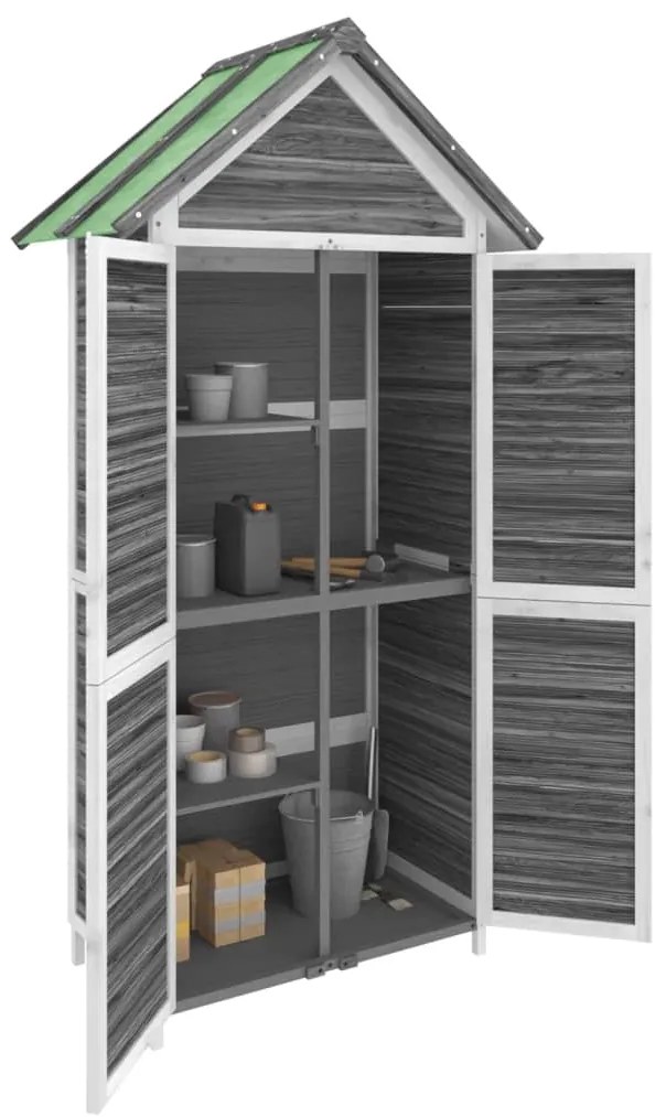 vidaXL Αποθήκη Εργαλείων Κήπου Γκρι 89x52,5x175 εκ. Μασίφ Ξύλο Πεύκου
