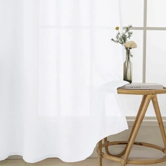 Beauty Home Κουρτίνα γάζα μονόχρωμη με 8 μεταλλικούς κρίκους Fit Art 8447 140x270 Λευκό
