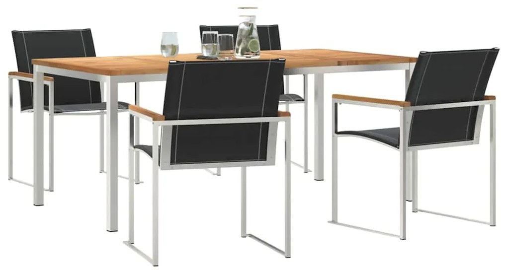 vidaXL Σέτ φαγητού για κήπο 5 pcs Καφέ Στερεό Ξύλο Ακακίας