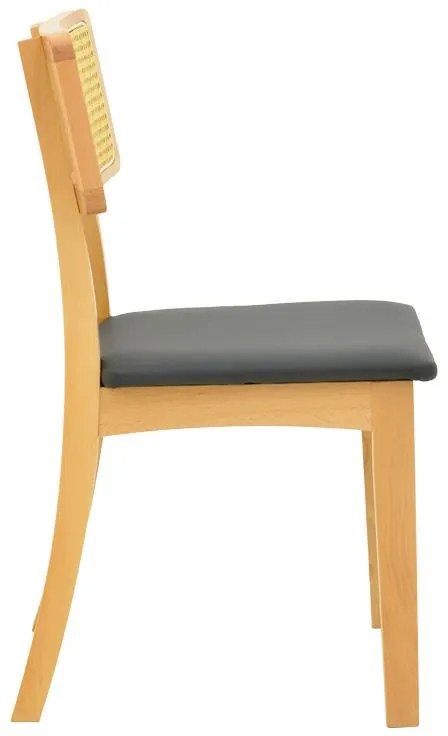 Καρέκλα Renna ξύλο οξιάς σε φυσική απόχρωση με μαύρο pu μαξιλάρι 48x52x79εκ 2αδα 48x52x79 εκ.