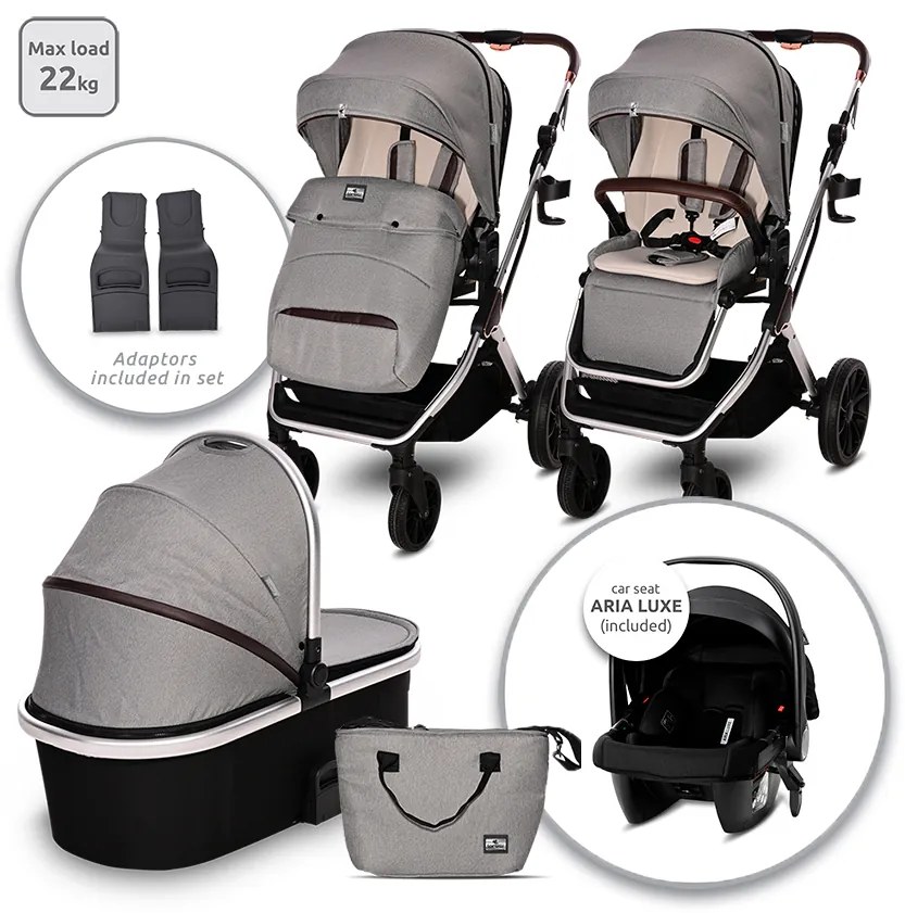 LORELLI ΠΟΛΥΚΑΡΟΤΣΙ ΜΕ ΚΑΘΙΣΜΑ ΑΥΤΟΚΙΝΗΤΟΥ ΚΑΙ ΚΑΛΑΘΟΥΝΑ 3 ΣΕ 1 GLORY OPALINE GREY 10021822302A-3