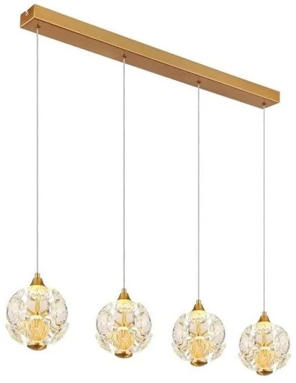 Κρεμαστό Φωτιστικό Οροφής LED 32W Χρυσό Κρύσταλλοι Κ9 Virina 16047-4H Globo Lighting-16047-4H-Χρυσό 16047-4H