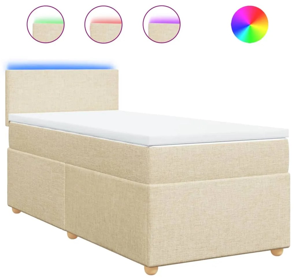 ΚΡΕΒΑΤΙ BOXSPRING ΜΕ ΣΤΡΩΜΑ ΚΡΕΜ 90X200 ΕΚ.ΥΦΑΣΜΑΤΙΝΟ 3288861