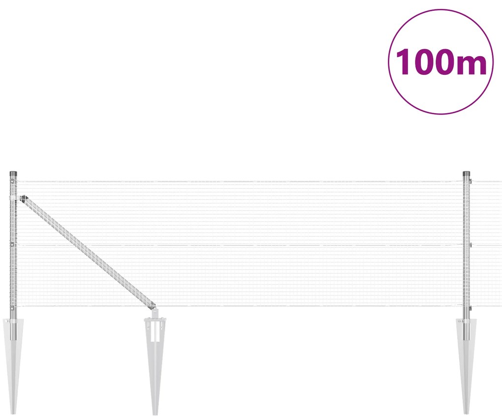 vidaXL Συρμάτινος Φράχτης με 13 Αγκύρες 0.4x100 μ Γαλβανισμένος Χάλυβας