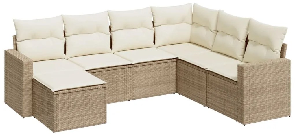 vidaXL Σαλόνι Κήπου Σετ 7 τεμ. Μπεζ Συνθετικό Ρατάν με Μαξιλάρια