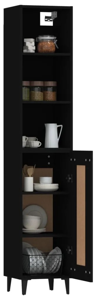 vidaXL Ντουλάπι Μαύρο 34,5 x 34 x 180 εκ. από Επεξεργασμένο Ξύλο