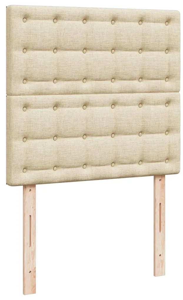 vidaXL Κρεβάτι Boxspring με Στρώμα Κρεμ 90x190 εκ.Υφασμάτινο